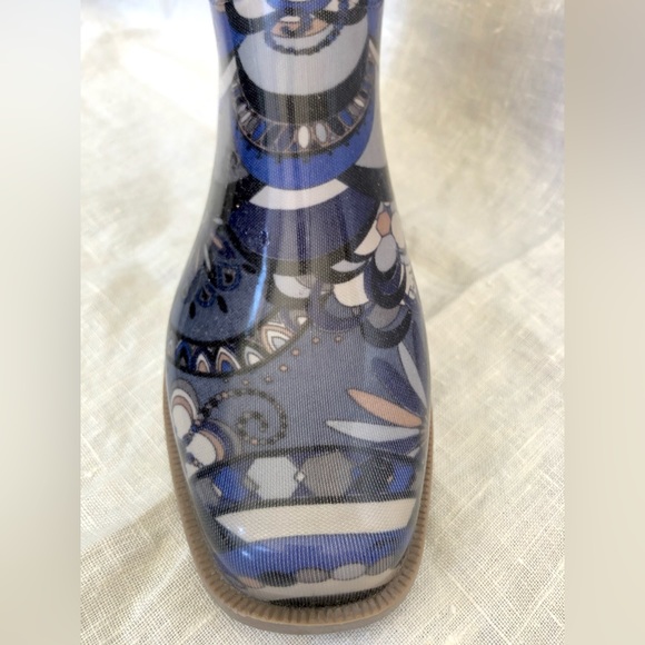 Emilio Pucci Designer Rain Boots Rubber Brand Signature ornament print sz 35 6” - Picture 8 of 12